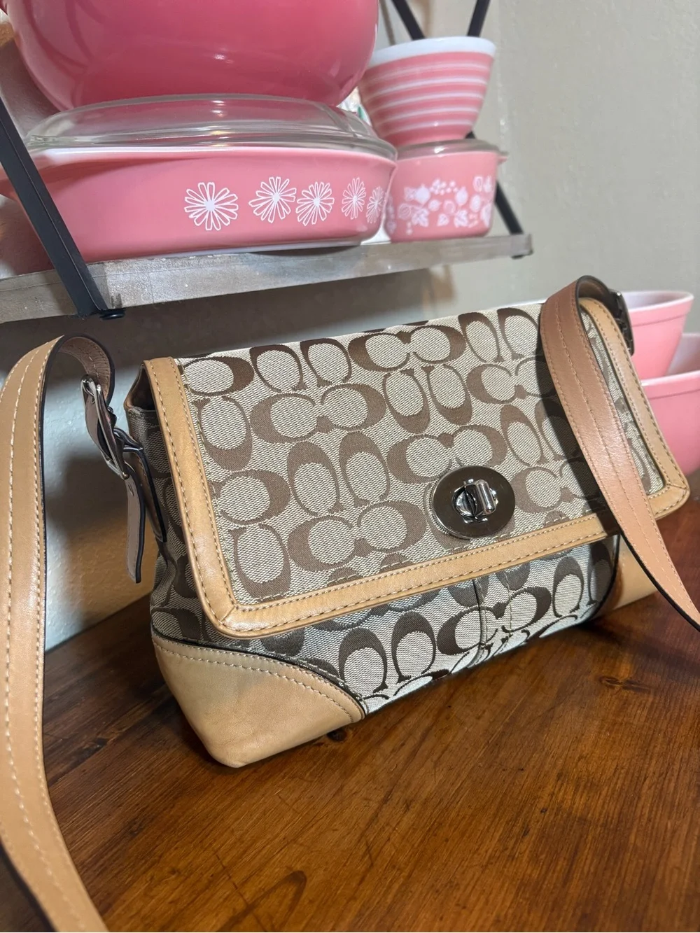Coach Hamptons Signature Turnlock Shoulder Flap Bag 2008